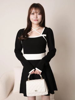 LIP SERVICE(リップサービス) |バックリボンバイカラーフレアワンピース