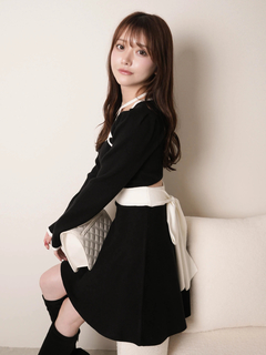 LIP SERVICE(リップサービス) |バックリボンバイカラーフレアワンピース