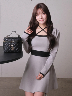 LIP SERVICE(リップサービス) |バックリボンバイカラーフレアワンピース