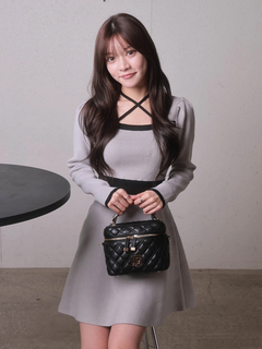 LIP SERVICE(リップサービス) |バックリボンバイカラーフレアワンピース