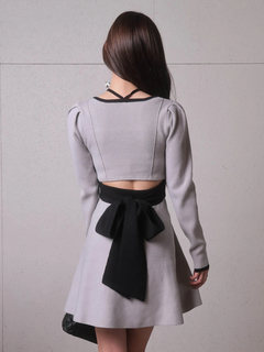 LIP SERVICE(リップサービス) |バックリボンバイカラーフレアワンピース