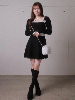 LIP SERVICE(リップサービス) |バックリボンバイカラーフレアワンピース