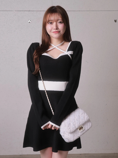 LIP SERVICE(リップサービス) |バックリボンバイカラーフレアワンピース