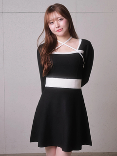 LIP SERVICE(リップサービス) |バックリボンバイカラーフレアワンピース