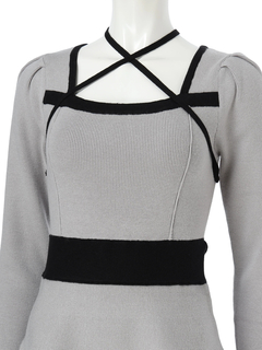 LIP SERVICE(リップサービス) |バックリボンバイカラーフレアワンピース