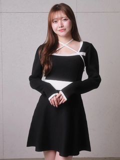 LIP SERVICE(リップサービス) |バックリボンバイカラーフレアワンピース