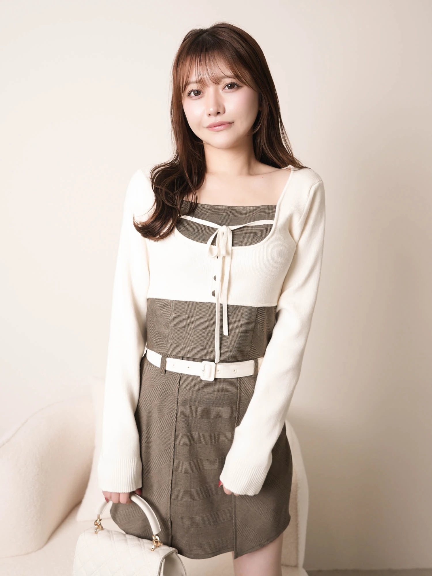 コルセットチェックトップス ＋インナーショーパン付チェックスカート LIPSERVICE 2025 Autumn Winter Collection 【pre order】 #コルセット