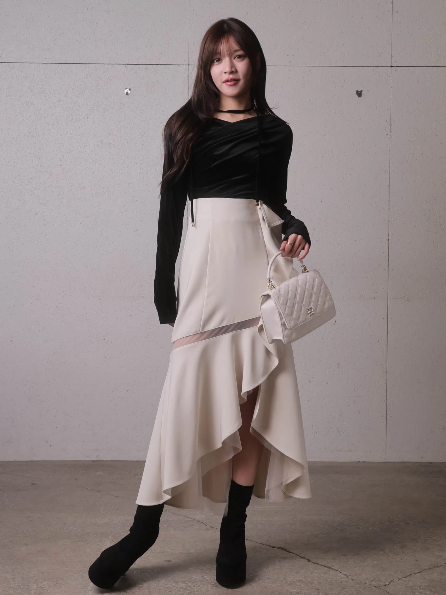 LIP SERVICE（リップサービス）｜ シアーラインラッフルロングスカート