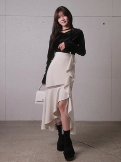 LIP SERVICE(リップサービス) |シアーラインラッフルロングスカート