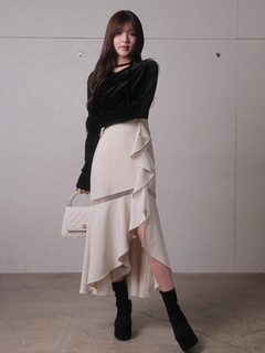 LIP SERVICE(リップサービス) |シアーラインラッフルロングスカート