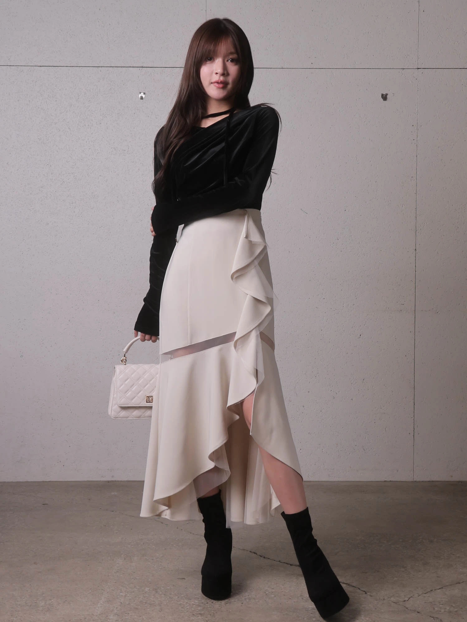 LIP SERVICE（リップサービス）｜ シアーラインラッフルロングスカート