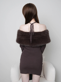 LIP SERVICE(リップサービス) |ファーオフショルボタンニットワンピース