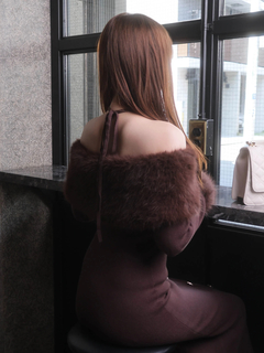 LIP SERVICE(リップサービス) |ファーオフショルボタンニットワンピース