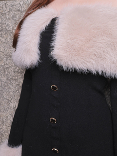 LIP SERVICE(リップサービス) |ファーオフショルボタンニットワンピース