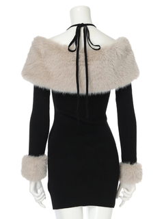 LIP SERVICE(リップサービス) |ファーオフショルボタンニットワンピース