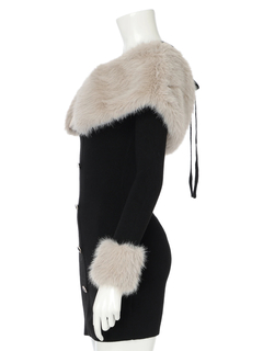 LIP SERVICE(リップサービス) |ファーオフショルボタンニットワンピース