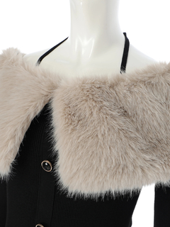 LIP SERVICE(リップサービス) |ファーオフショルボタンニットワンピース