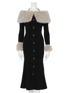 LIP SERVICE(リップサービス) |ファーオフショルボタンニットワンピース