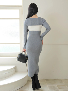 LIP SERVICE(リップサービス) |デコルテオープンバイカラーリボンニットワンピース