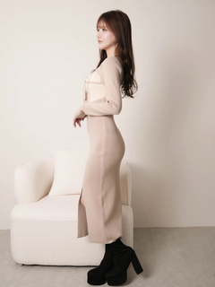 LIP SERVICE(リップサービス) |デコルテオープンバイカラーリボンニットワンピース