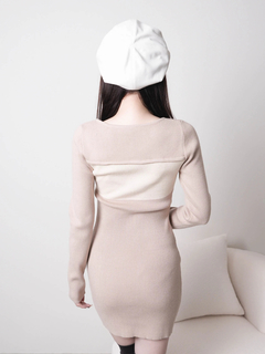 LIP SERVICE(リップサービス) |デコルテオープンバイカラーリボンニットワンピース