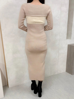 LIP SERVICE(リップサービス) |デコルテオープンバイカラーリボンニットワンピース