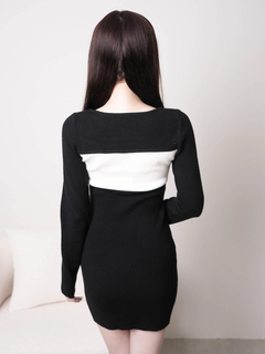 LIP SERVICE(リップサービス) |デコルテオープンバイカラーリボンニットワンピース