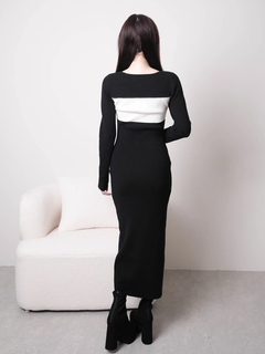 LIP SERVICE(リップサービス) |デコルテオープンバイカラーリボンニットワンピース