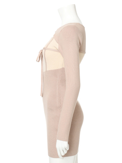 LIP SERVICE(リップサービス) |デコルテオープンバイカラーリボンニットワンピース