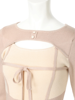 LIP SERVICE(リップサービス) |デコルテオープンバイカラーリボンニットワンピース