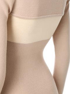 LIP SERVICE(リップサービス) |デコルテオープンバイカラーリボンニットワンピース