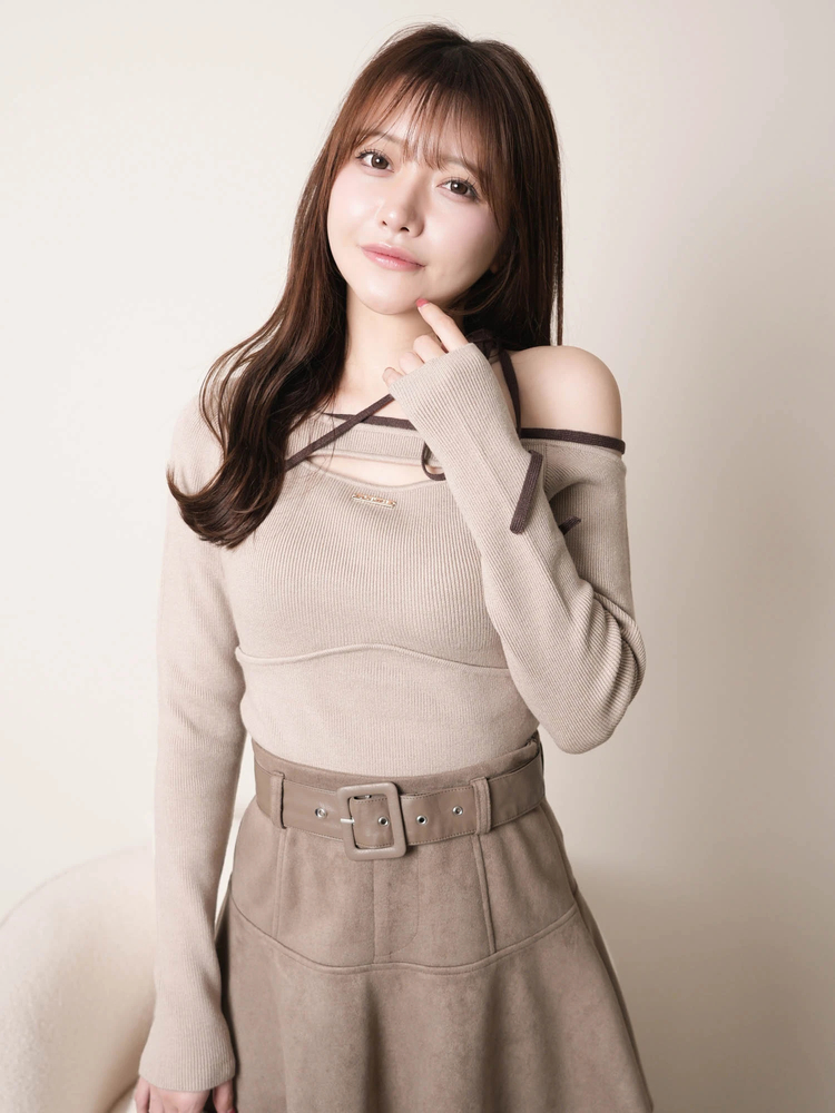 LIP SERVICE(リップサービス) |アシメオフショルストラップニット