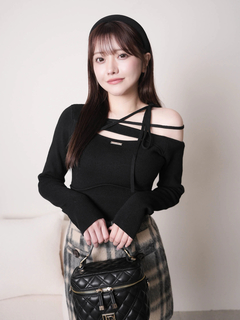 LIP SERVICE(リップサービス) |アシメオフショルストラップニット