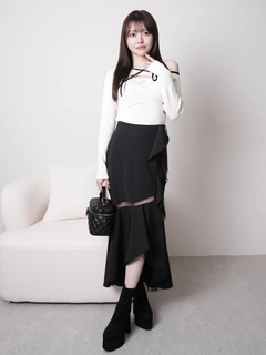 LIP SERVICE(リップサービス) |アシメオフショルストラップニット