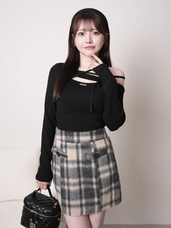 LIP SERVICE(リップサービス) |アシメオフショルストラップニット