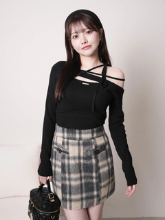 LIP SERVICE(リップサービス) |アシメオフショルストラップニット