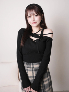 LIP SERVICE(リップサービス) |アシメオフショルストラップニット