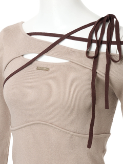 LIP SERVICE(リップサービス) |アシメオフショルストラップニット