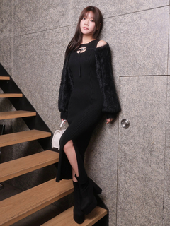 LIP SERVICE(リップサービス) |デコルテオープンドッキングニットワンピース