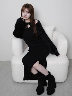 LIP SERVICE(リップサービス) |デコルテオープンドッキングニットワンピース