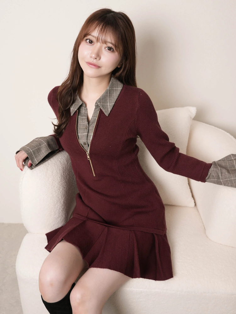 LIP SERVICE（リップサービス）｜ フロントZIPニットプリーツ