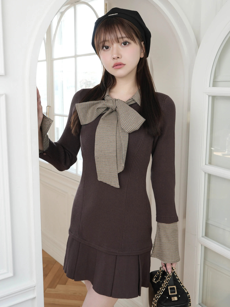 LIP SERVICE(リップサービス) |フロントZIPニットプリーツワンピース