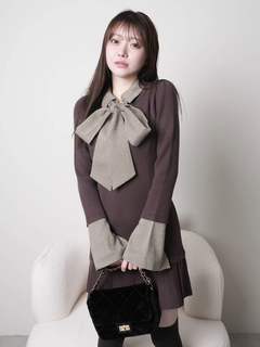 LIP SERVICE(リップサービス) |フロントZIPニットプリーツワンピース