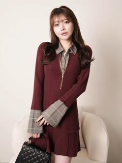 LIP SERVICE(リップサービス) |フロントZIPニットプリーツワンピース