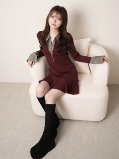 LIP SERVICE(リップサービス) |フロントZIPニットプリーツワンピース