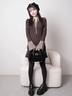 LIP SERVICE(リップサービス) |フロントZIPニットプリーツワンピース