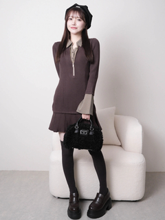 LIP SERVICE(リップサービス) |フロントZIPニットプリーツワンピース