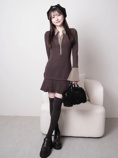 LIP SERVICE(リップサービス) |フロントZIPニットプリーツワンピース