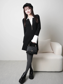 LIP SERVICE(リップサービス) |フロントZIPニットプリーツワンピース