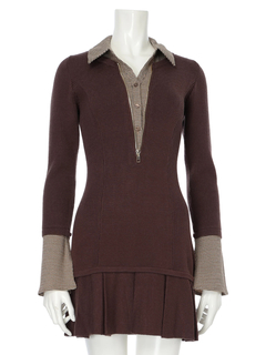 LIP SERVICE(リップサービス) |フロントZIPニットプリーツワンピース